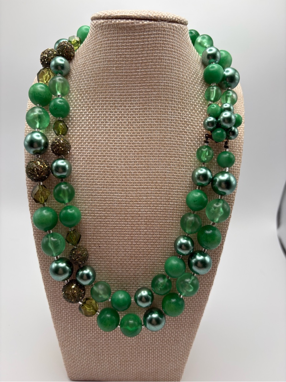 Green Multi-Strand Beaded Necklace - Women Jewelry